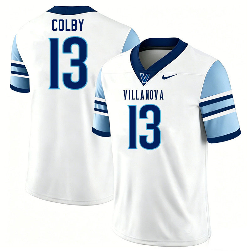 Villanova Wildcats #13 Chris Colby College Football Jerseys,Uniforms-White